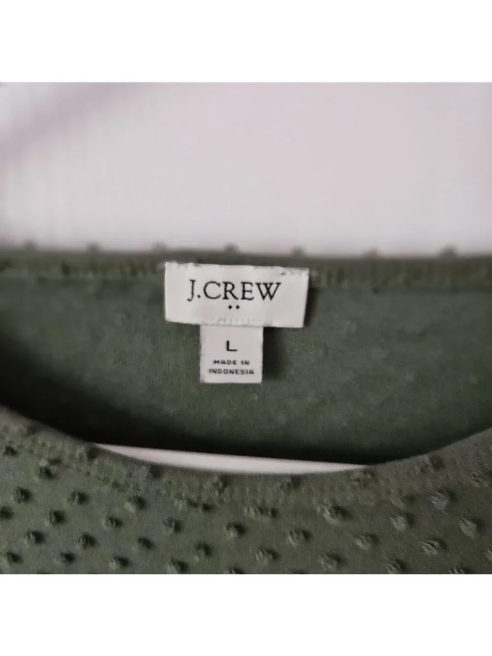 J.Crew Olive Green Swiss Dot Flutter Sleeve Blouse Top Women's Large L